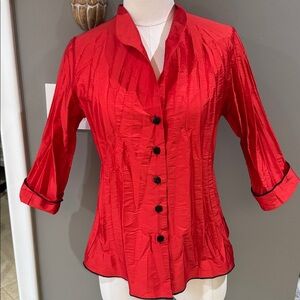 Elegant Red Women's Crinkle Top for Valentines
